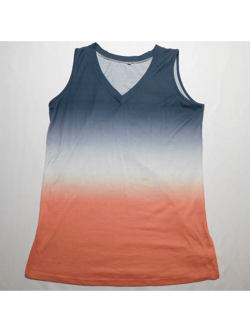 Unbranded Womens Tank Top Medium M Ombre Gradient Blue Peach Casual V-Neck
